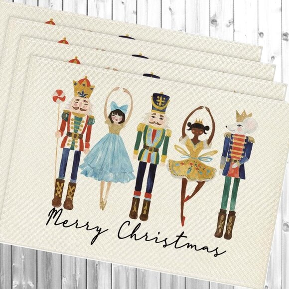 Nutcracker Table Placemats Xmas Christmas Decor Holiday Decorations Gift Set 4 - Picture 5 of 9